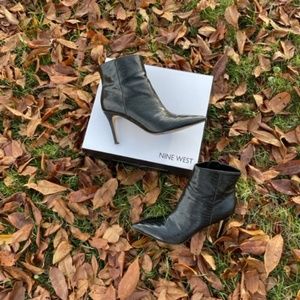 Nine West Black Patent Leather Lizard Stiletto Bootie